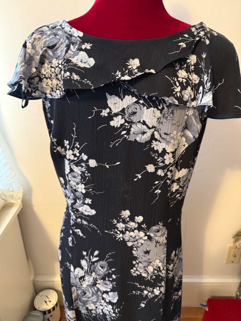 Talbots Black White Gray long Fully lined Dress Size 10